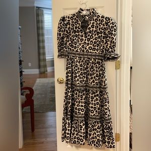Gretchen Scott Leopard Print Teardrop Midi/Maci Dress Size S